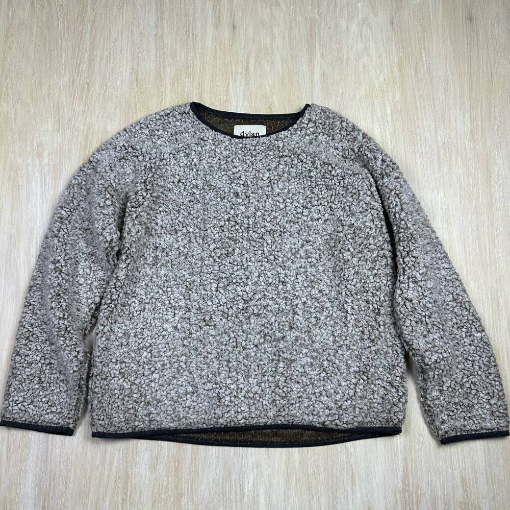 Dylan Charcoal True Grit Solid Frosty Tipped Drop Shoulder Cozy Crew Sweater XL